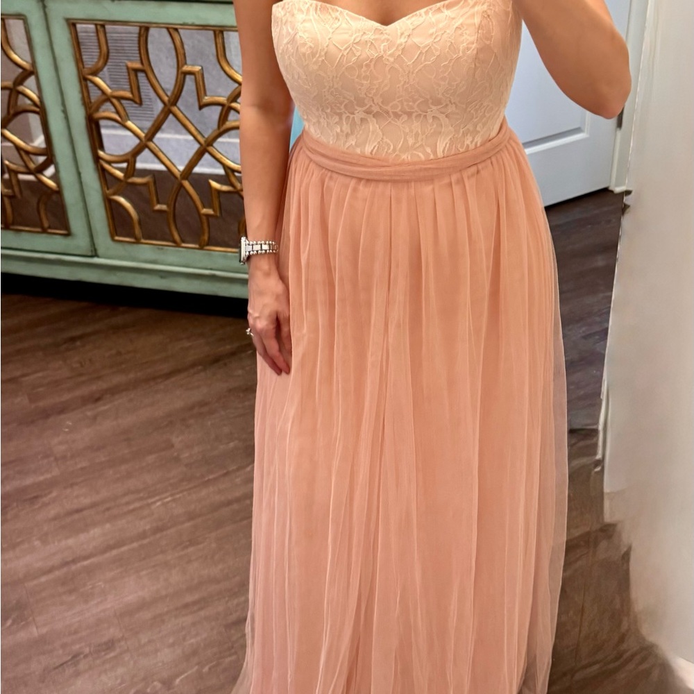 Christina Wu Pink long tulle and lace dress